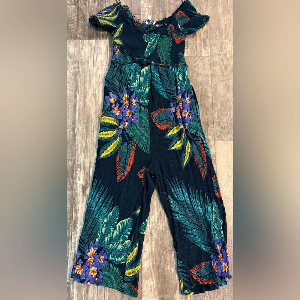 Patrons of Peace Off The Shoulder Jumpsuit Size Small Tropical Print Beach Boho - Picture 9 of 13